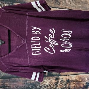 Purple Shirt with White Stripes